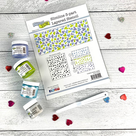 Valentine's Day Groovy Hearts Layered Stencil + Stencil Butter Bundle