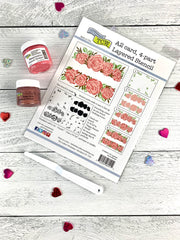 Valentine's Day Rose Banner Layered Stencil + Stencil Butter Bundle