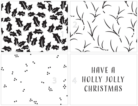 TCW6053 Layered A2 Holly Background Stencil