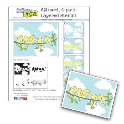 TCW6067 Layered Birds on a Branch Stencil